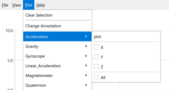 Acceleration Plot Menu
