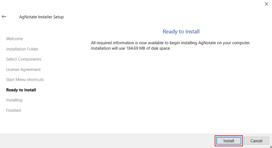 Installer Ready to Install Page